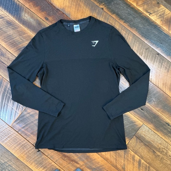 Gymshark Men’s Long Sleeve Training Top Black Size Small - Picture 2 of 8